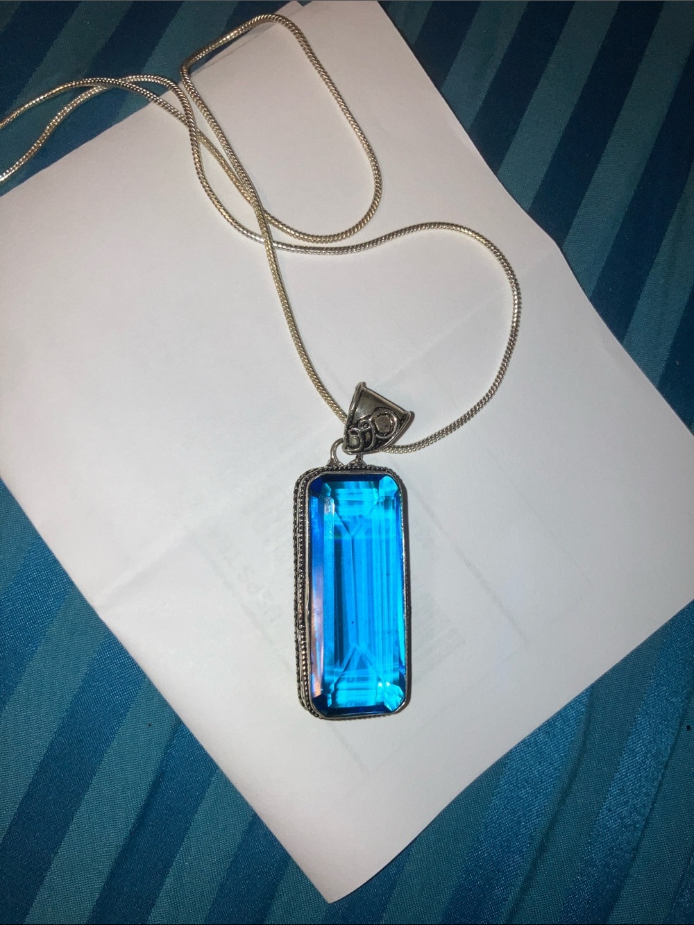 Blue Topaz Sterling silver925  necklace: pendant with removable chain, NWOT
